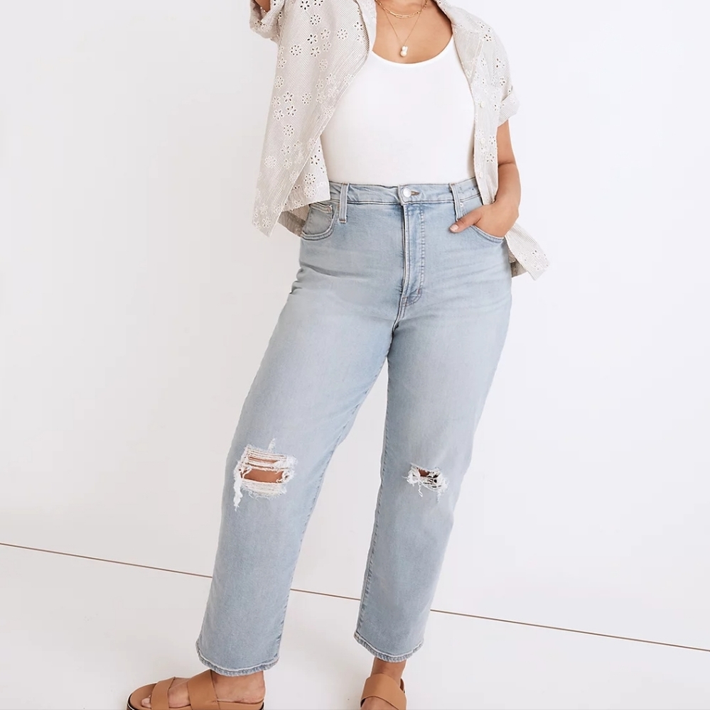NWT Madewell The Perfect Vintage Straight Jean Knee-Rip Edition size 30